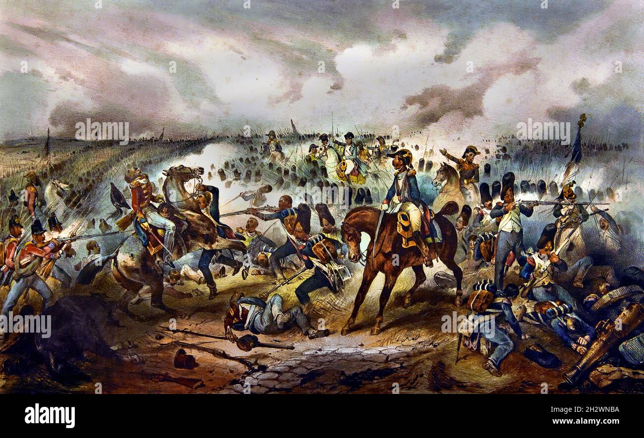 Die Niederlage bei Waterloo 18. juni 1815. Napoleon, Napoleon Bonaparte, (1769–1821), Napoleon I., französischer Kaiser, Frankreich. Stockfoto