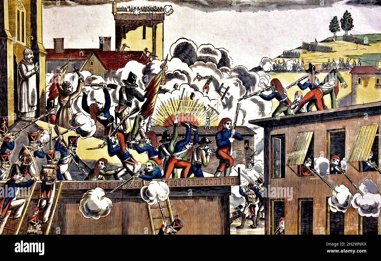 Die Belagerung von Zaragoza 1808-1809 ( F. Georgin Künstler ) Napoleon, Napoleon Bonaparte, (1769–1821), Napoleon I., Frankreich. Stockfoto