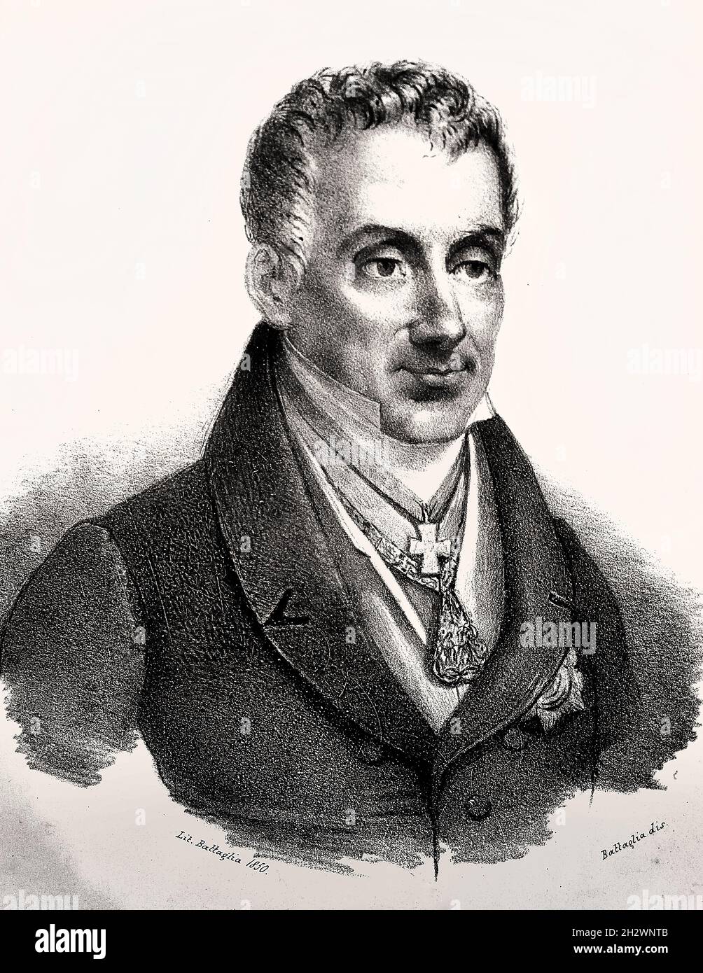 Prinz Klemens von Metternich (1773–1859) Klemens Wenzel Nepomuk Lothar, Prinz von Metternich-Winneburg zu Beilstein[NB , (15. Mai 1773 – 11. Juni 1859), bekannt als Klemens von Metternich , Herzog Metternich, war ein konservativer österreichischer Staatsmann und Diplomat. Stockfoto