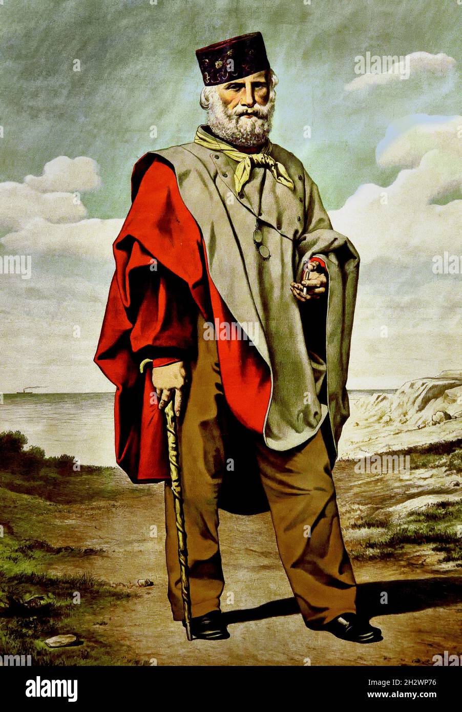Ein älterer Garibaldi ( Giuseppe Maria Garibaldi 1807 – 1882 ) Italienisch, General, Patriot, Revolutionär, Republikaner, Italien, ( Vereinigung und Gründung des Königreichs Italien.) Stockfoto