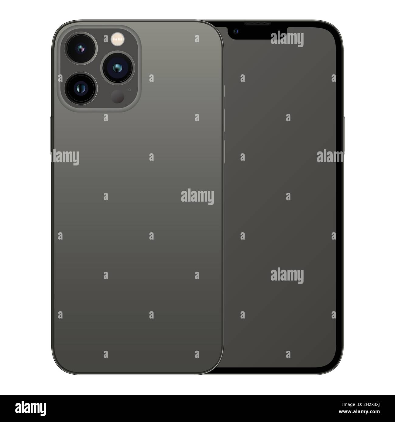 Neues Modell iphone 13 pro max Graphit, vorne und hinten Design-Smartphone, flaches Design Handy Vektor Stock Illustration Stock Vektor