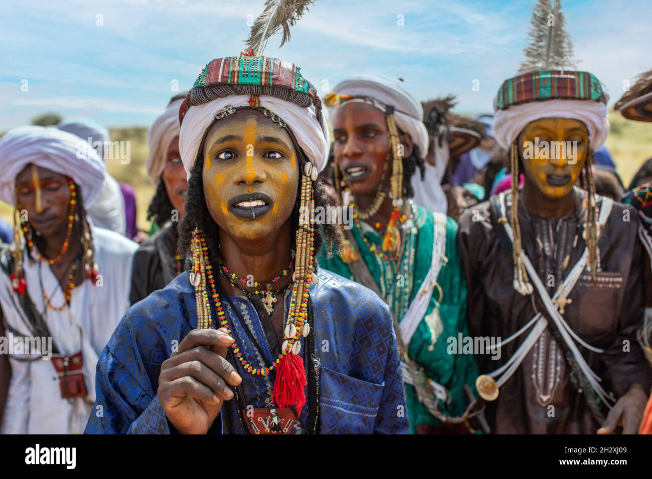 Wodaabe Gerewol Festival Tänzer und Sänger Stockfoto