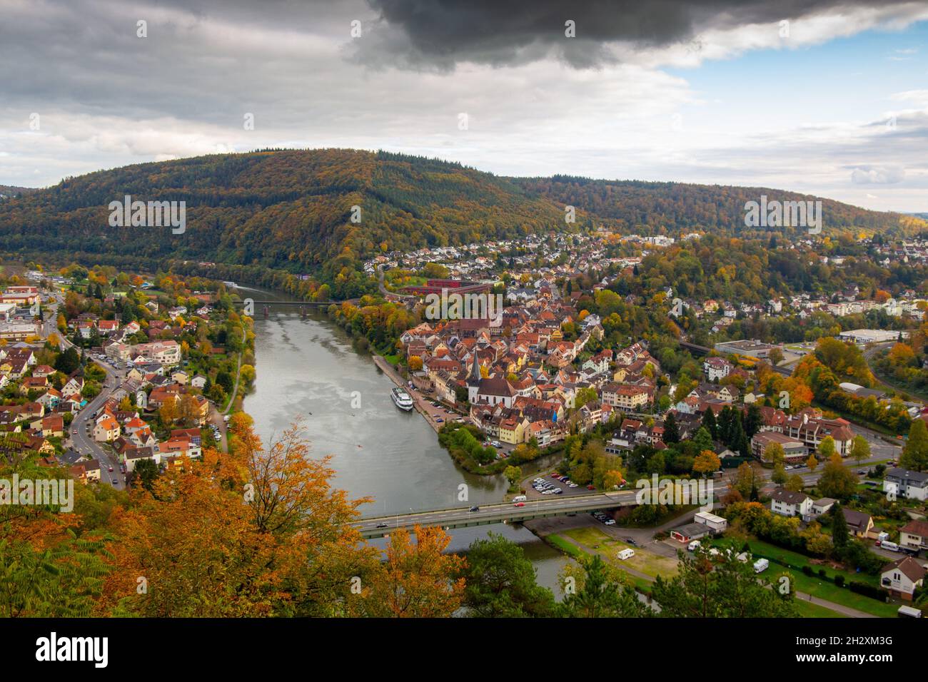 Panoramabild von Neckargemünd, Baden-Württemberg (Deutschland) Stockfoto