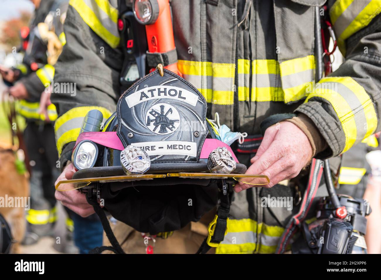 23. Oktober 2021. Erster jährlicher Tunnel zu den Towers Boston 5k Run & Walk, um Ersthelfer und Angehörige des Militärdienstes zu ehren und zu unterstützen. Stockfoto