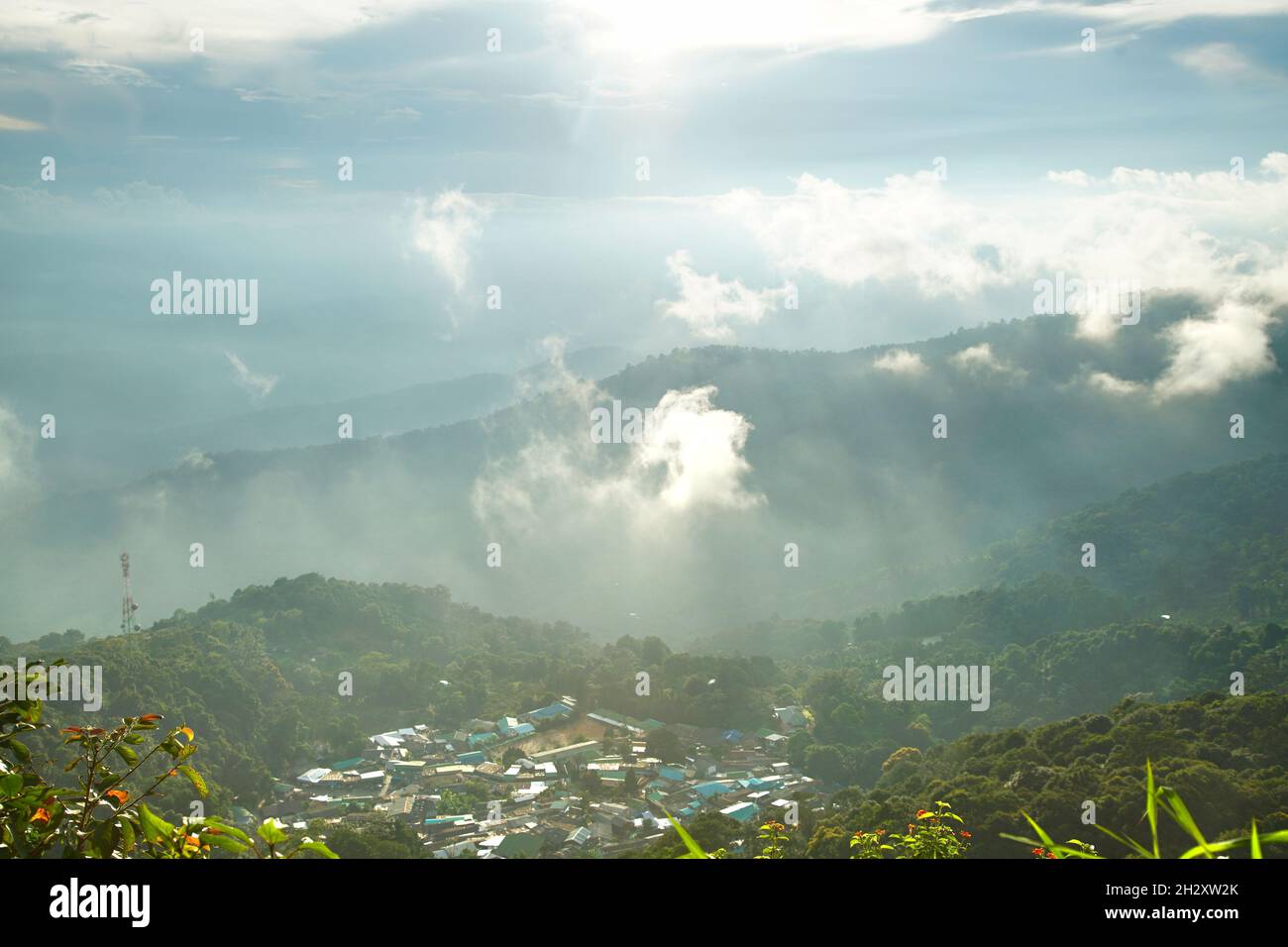 Nebel auf dem Berg Doi Suthep in chiang Mai, Thailand Stockfoto