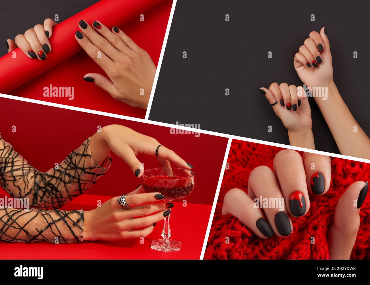 Collage mit gepflegten weiblichen Händen und modischen Accessoires Stockfoto