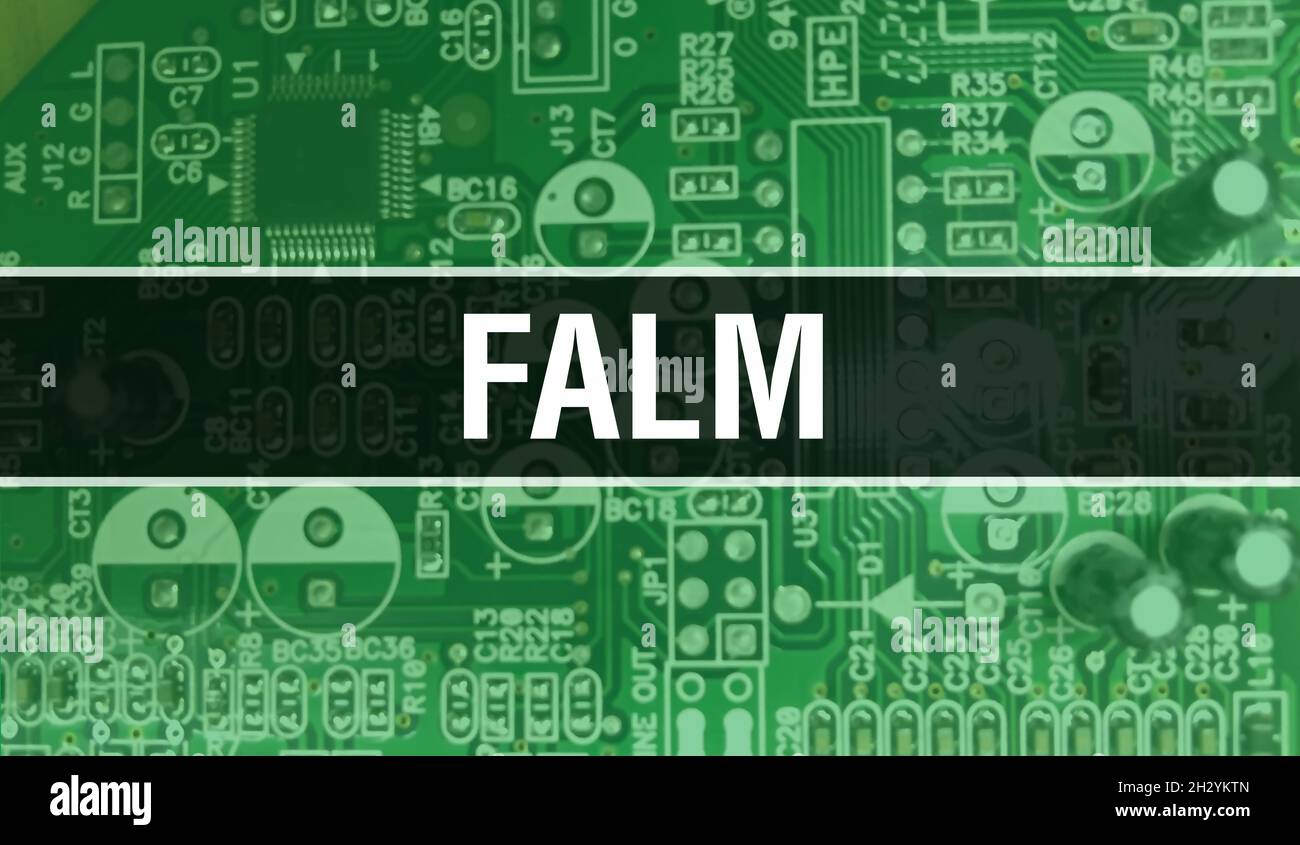 FALM Text geschrieben auf Circuit Board Elektronische abstrakte Technologie Hintergrund von Software-Entwickler und Computer-Skript. FALM Konzept der integrierten Zir Stockfoto