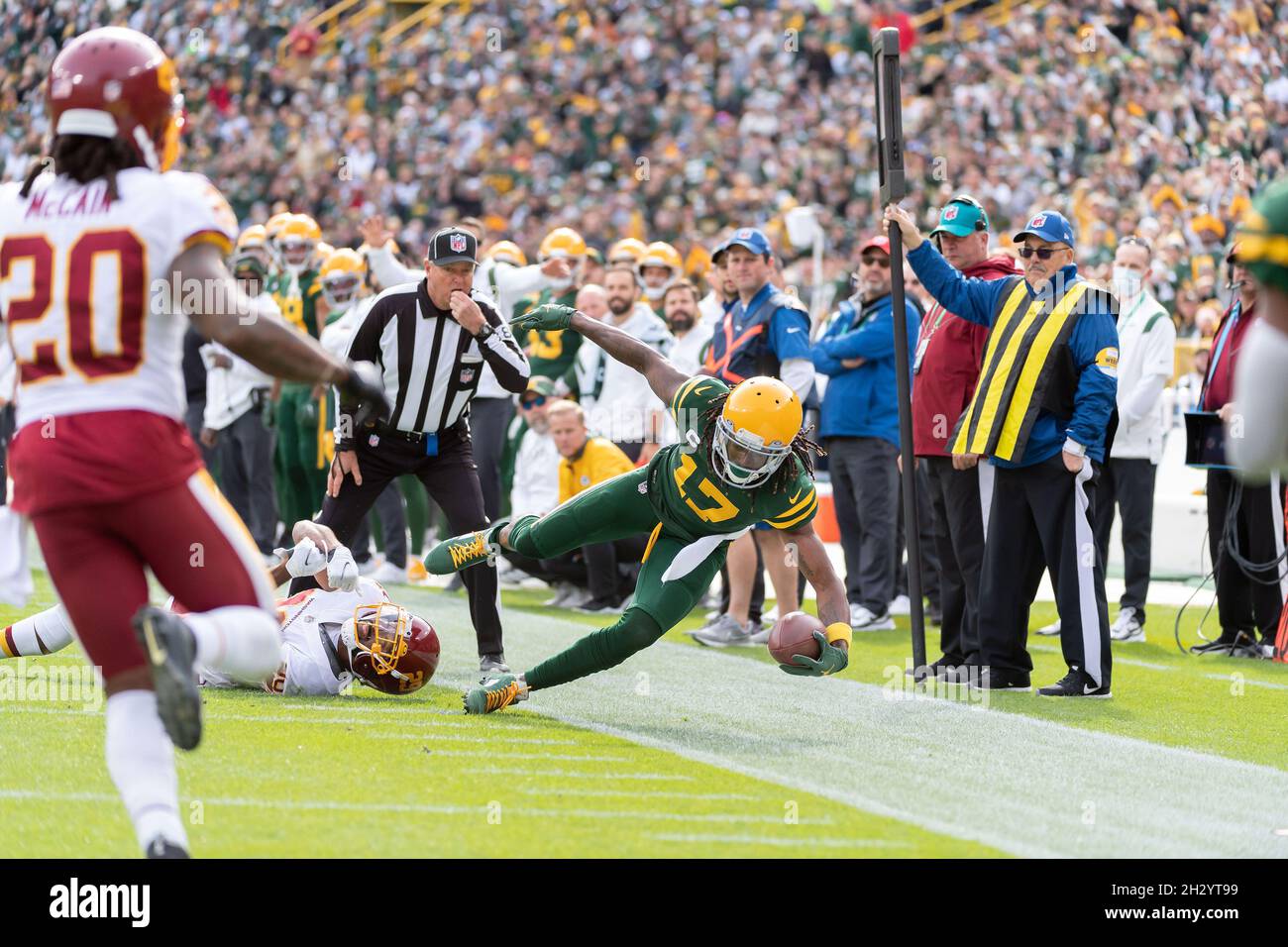 Green Bay, Wisconsin, USA. Okt. 2021. Der breite Empfänger von Green