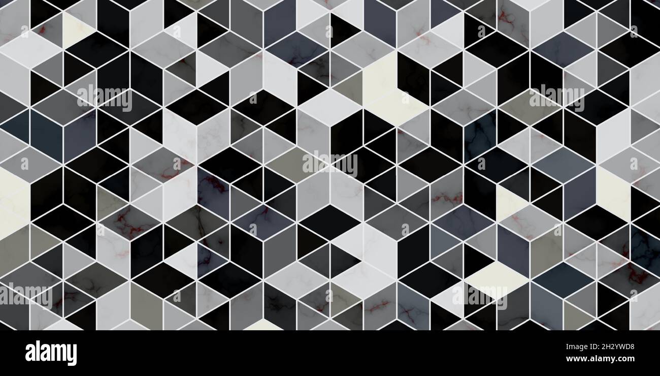 Geometrisches Muster mit polygonaler Form. Luxuriöser Hintergrund dunkelgrau und Marmorstruktur Stock Vektor