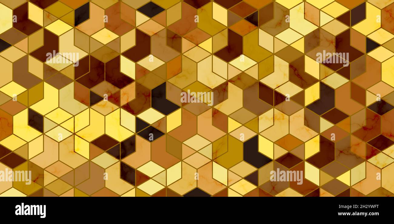 Geometrisches Muster Luxus goldenen Hintergrund mit polygonalen Form und Marmor-Textur Stock Vektor
