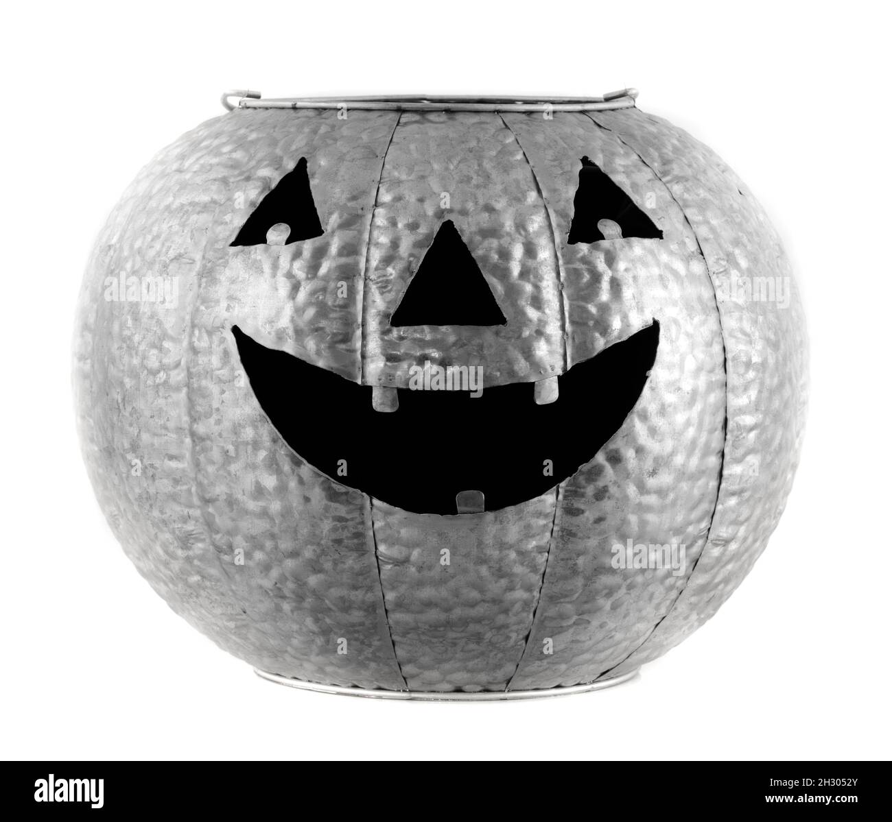 Silberner Halloween Kürbis Kerzenhalter Isoliert Auf Weißem Hintergrund Stockfoto