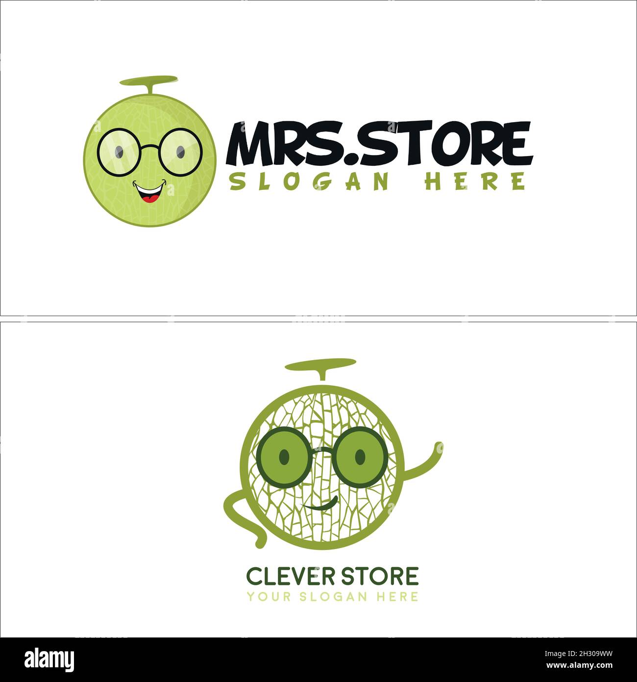 Moderne Geschäft Obst Melone Charakter Cartoon Logo-Design Stock Vektor