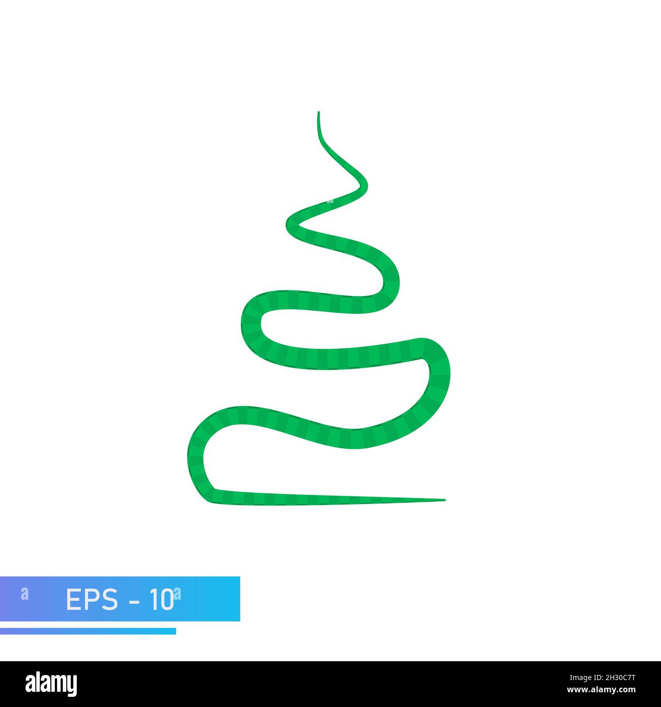 Moderner weihnachtsbaum in grüner Farbe. Schlangenform. Pixelgrün. Moderne Illustration. Flache Vektorgrafik. Stock Vektor