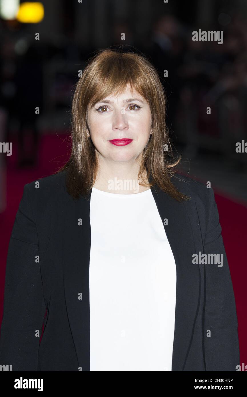 Abi Morgan (Drehbuchautorin) kommt zur Vorführung von The Invisible Woman im Rahmen des 57. BFI Film Festivals auf dem Odeon Leicester Square, London Stockfoto