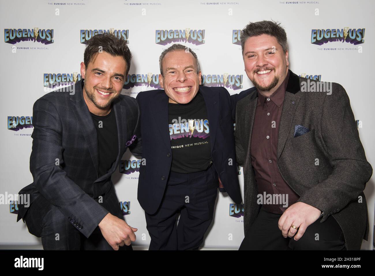 Ben Adams, Warwick Davis und Chris Wilkins besuchen das Eugenius! Gala im anderen Palast, London. Bilddatum: Mittwoch, 31. Januar 2018. Bildnachweis sollte lauten: David Jensen/EMPICS Entertainment Stockfoto