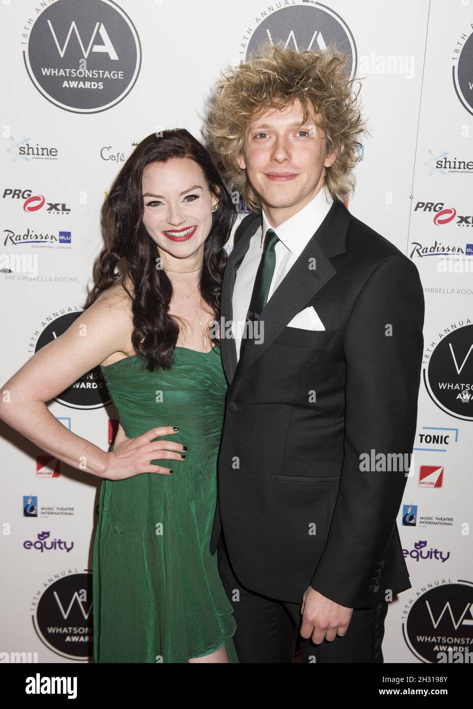 Christina Bennington und Andrew Polec nehmen an den What's On Stage Awards 2018 im Prince of Wales Theatre, London, Teil. Bilddatum: Sonntag, 25. Februar 2018. Bildnachweis sollte lauten: David Jensen/ EMPICS Entertainment Stockfoto