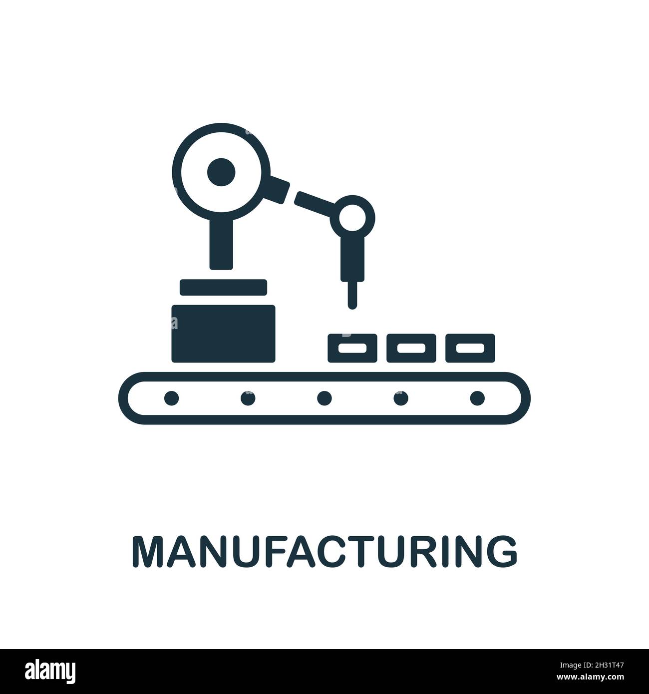 Fertigungssymbol. Monochromes Schild aus der Industrie 4.0 Kollektion. Creative Manufacturing Icon Illustration für Web-Design, Infografiken und mehr Stock Vektor