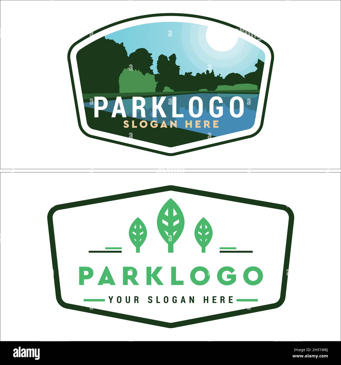 Modernes Park Erholung Familie Outdoor Natur Logo-Design Stock Vektor