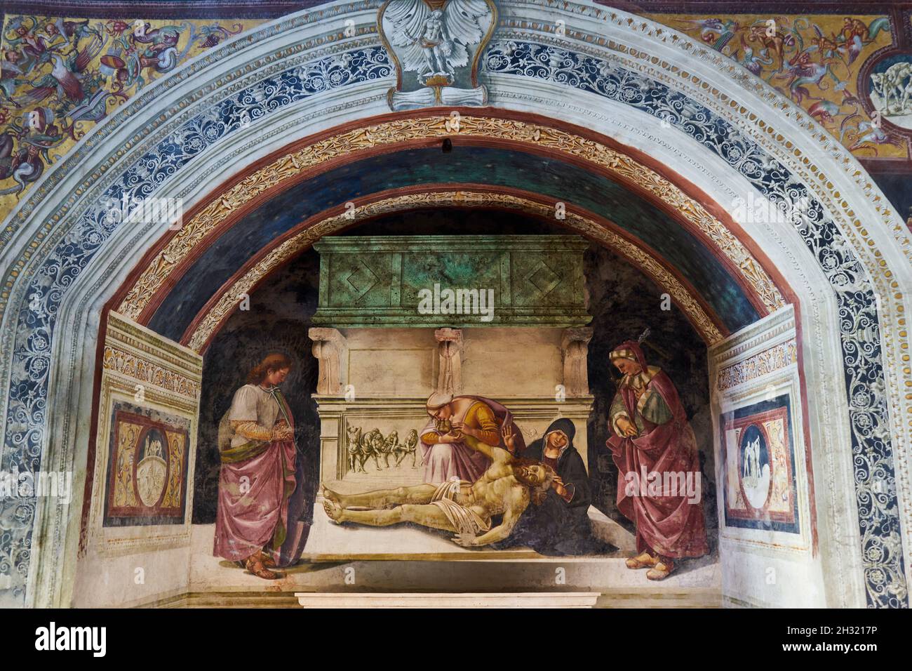 Die Grablegung Christi, Freskenzyklus von Luca Signorelli, Kapelle San Brizio, Dom von Orvieto, Provinz Terni, Umbrien, Italien, Europa Stockfoto