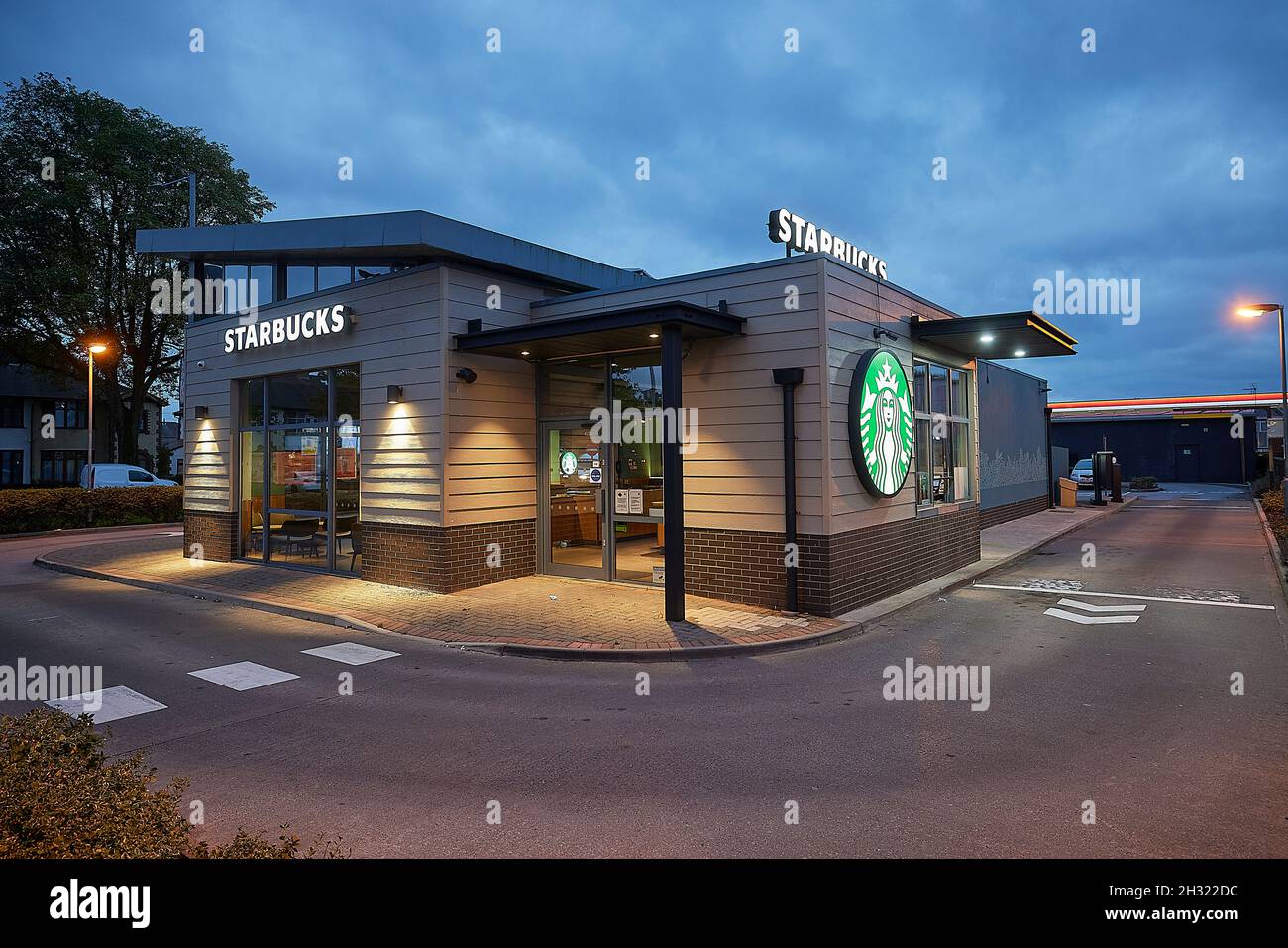 Deepdale Preston, Lancashire Starbucks Coffee Shop Drive-Thru Stockfoto