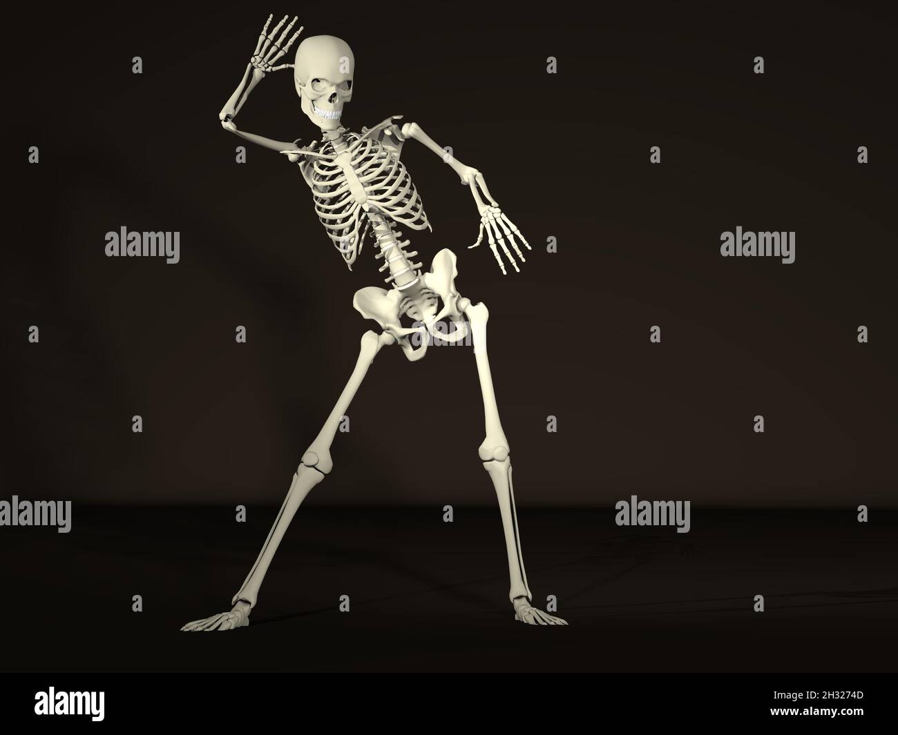 3D-gerendertes Dacing-Skelett Stockfoto