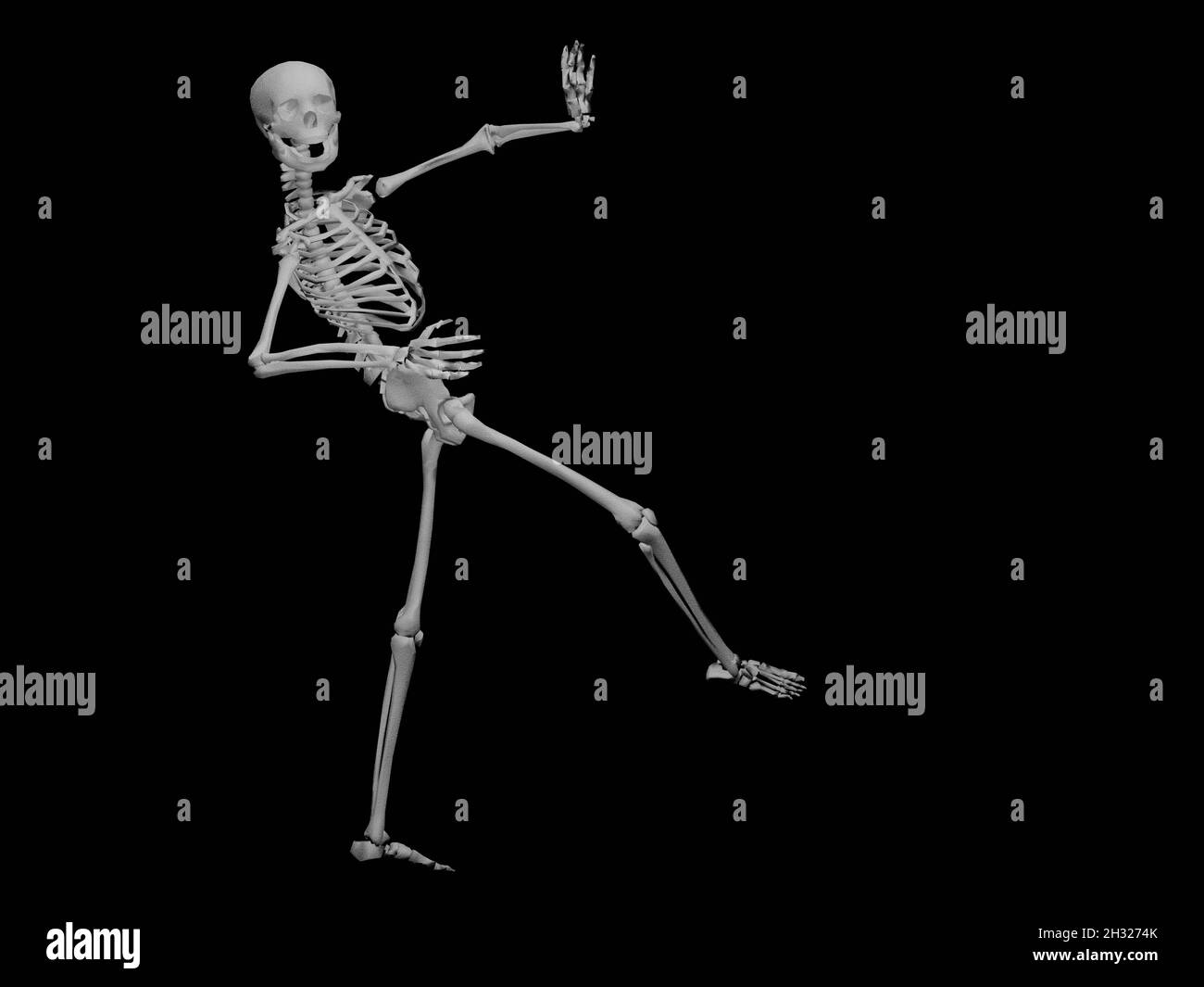 3D-gerendertes Dacing-Skelett Stockfoto