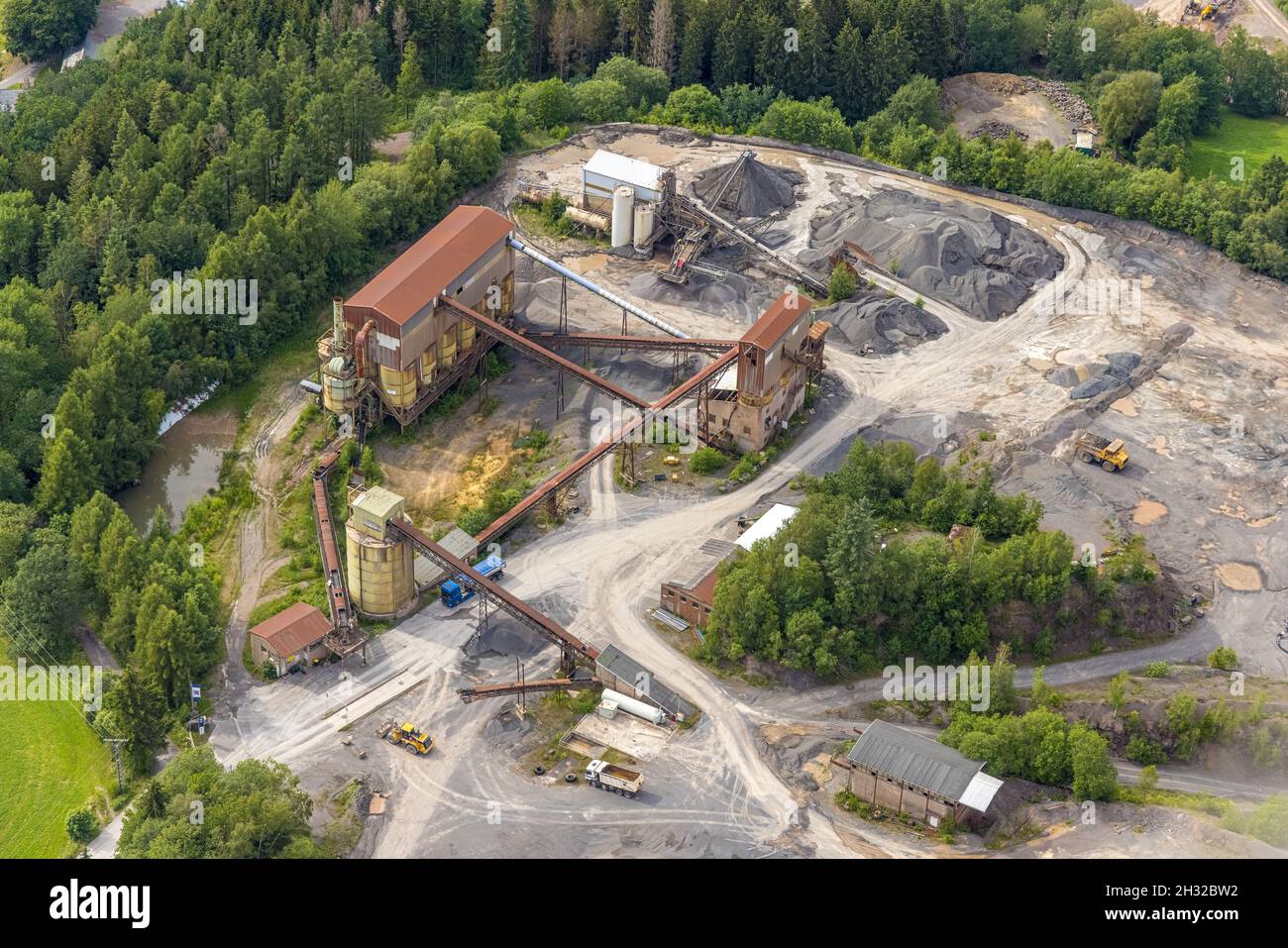 Luftaufnahme, Basalt AG Steinbruch in Scheda, Drolshagen, Sauerland, Nordrhein-Westfalen, Deutschland, DE, Europa, Luftaufnahmen, Luftaufnahmen, q Stockfoto