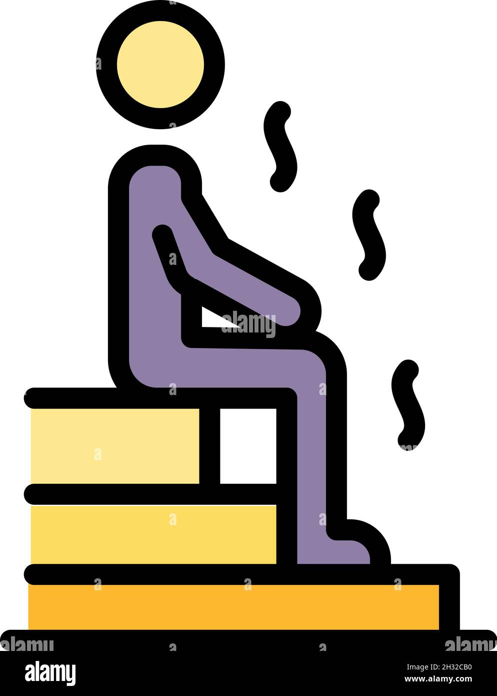 Seitenansicht eines Mannes in einer Sauna-Ikone. Umriss Seitenansicht eines Mannes in einer Sauna Vektor-Symbol Farbe flach isoliert Stock Vektor