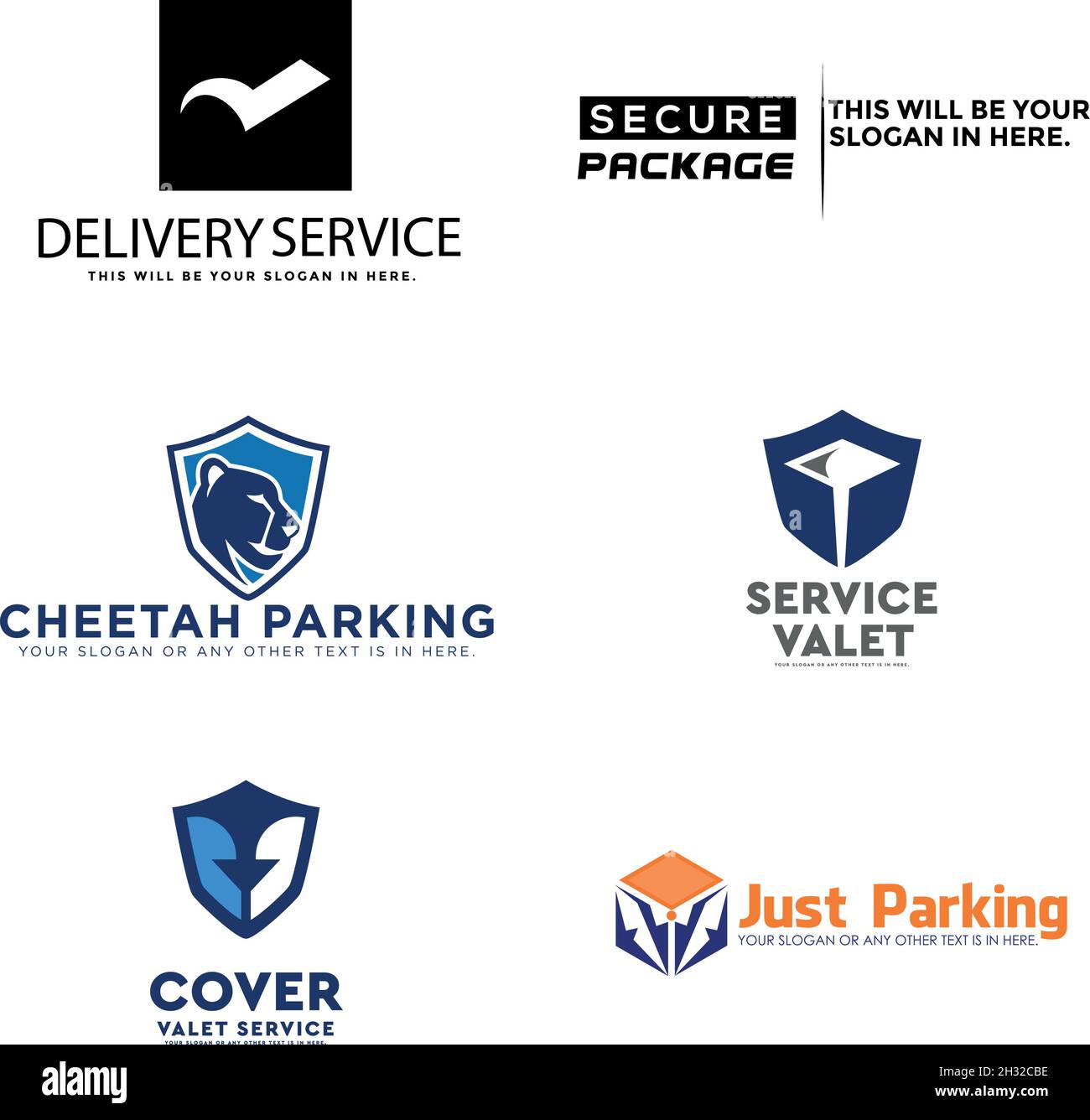 Moderner Parkservice, Geparkschild mit Geparklogo Stock Vektor