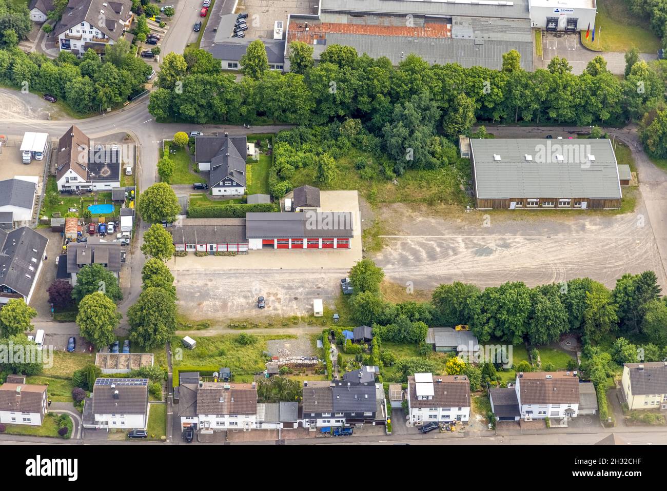 Luftaufnahme, DRK Sanität Station Lohmühle, Drolshagen, Sauerland, Nordrhein-Westfalen, Deutschland, DE, Europa, Luftaufnahmen, Luftaufnahmen, Stockfoto