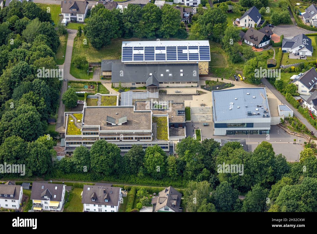 Luftaufnahme, Olpe Gymnasium - Drolshagen Niederlassung, Drolshagen, Sauerland, Nordrhein-Westfalen, Deutschland, Bildung, Bildungseinrichtung, DE Stockfoto