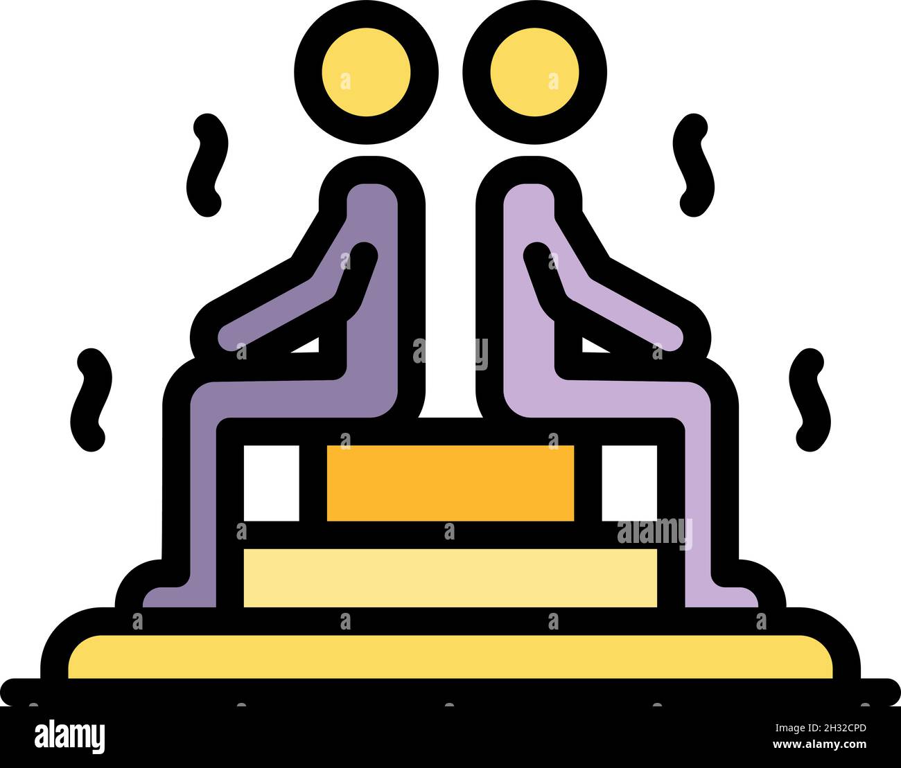 Zwei Personen in einem Dampfbad Symbol. Skizzieren Sie zwei Personen in einem Dampfbad Vektor Symbol Farbe flach isoliert Stock Vektor