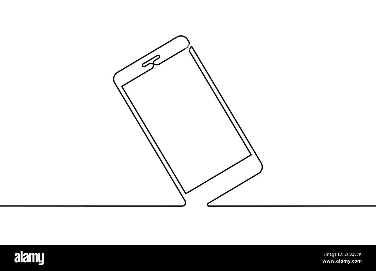 Hintergrund der Telefonleitung. Hintergrund für einzeilige Zeichnung. Kontinuierliche Linienzeichnung des Smartphones. Vektorgrafik. Stock Vektor