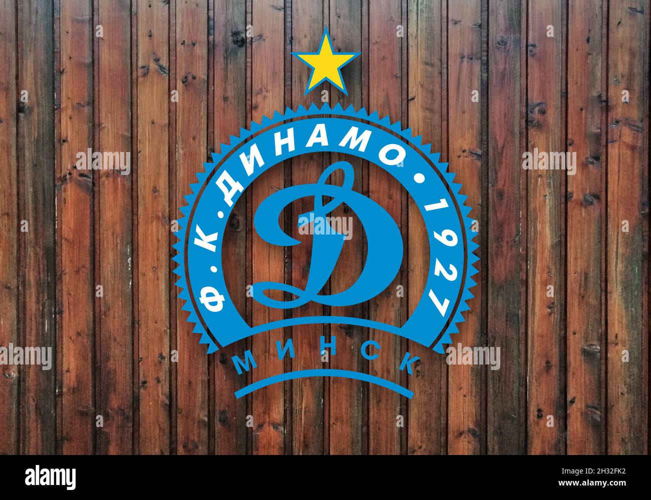 Wappen FC Dinamo Minsk, Fußballverein aus Weißrussland Stockfoto