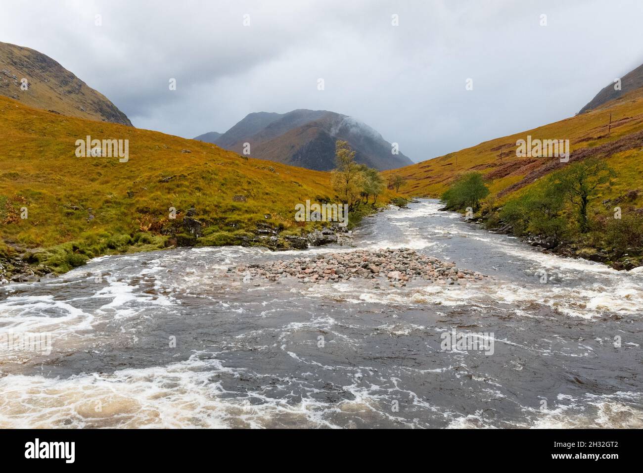 River Etive, Glen Etive, Schottische Highlands, Schottland, Großbritannien Stockfoto
