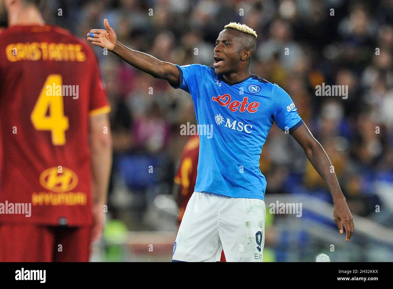 Rom, Italien, 24/10/2021, Victor Osimhen Spieler von Neapel, während des Spiels der italienischen Serie A Meisterschaft zwischen Roma gegen Neapel Endergebnis 0-0, Spiel im Olympiastadion in Roma gespielt. Quelle: Vincenzo Izzo/Alamy Live News Stockfoto