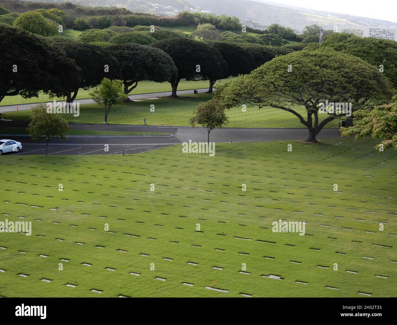 Oahu, Hi. USA 6/5/2021. National Memorial Cemetery of the Pacific. Ruhestätte für 61,000. 53,000 aus dem Ersten und Zweiten Weltkrieg, Korea und Vietnam. Stockfoto