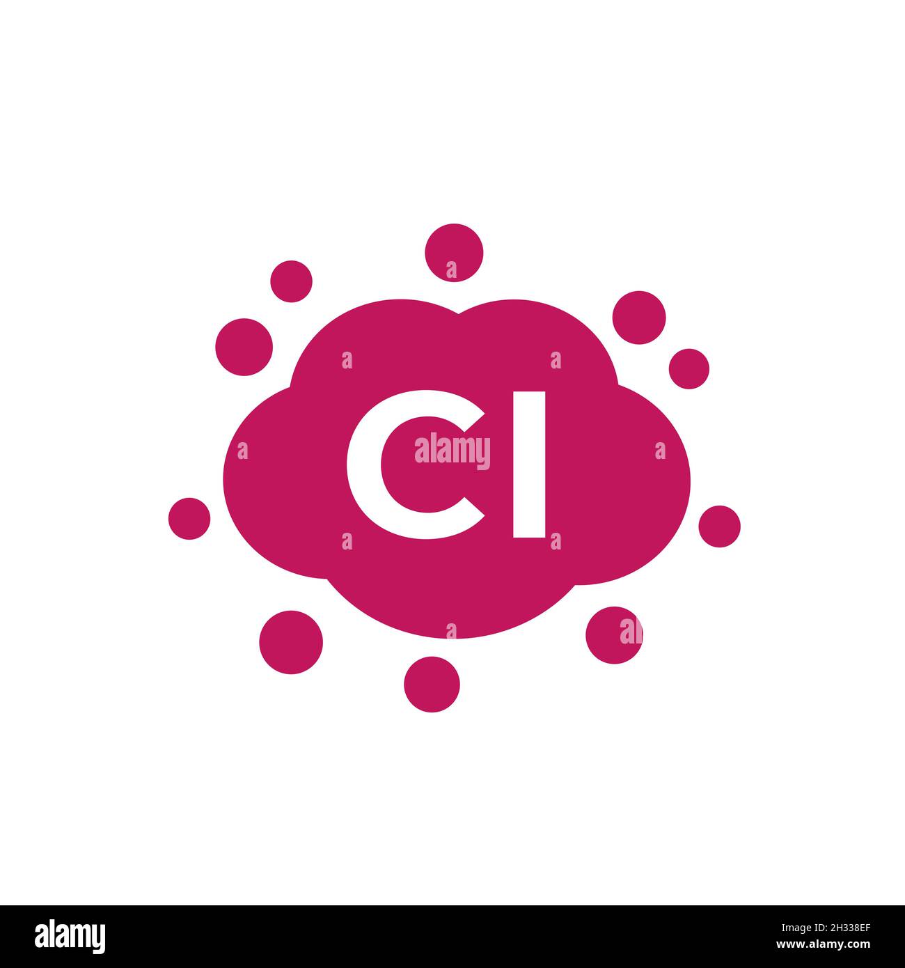 Chlorgas-Symbol auf Weiß Stock Vektor