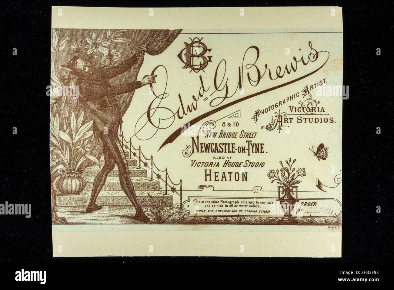 Werbung für Edward Brewis, einen viktorianischen Fotokünstler aus Newcastle-on-Tyne. Stockfoto