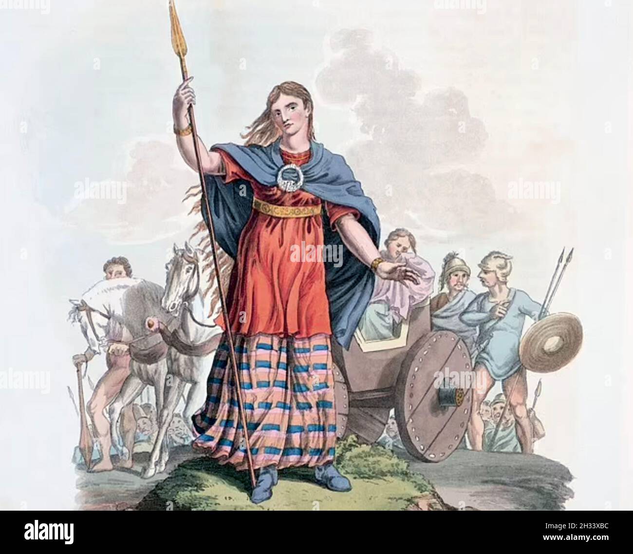 BOUDICA 19. Jahrhundert Illustration der Königin des britischen Iceni-Stammes, die einen Aufstand gegen die römische Besatzung um 60 n. Chr. führte. Stockfoto