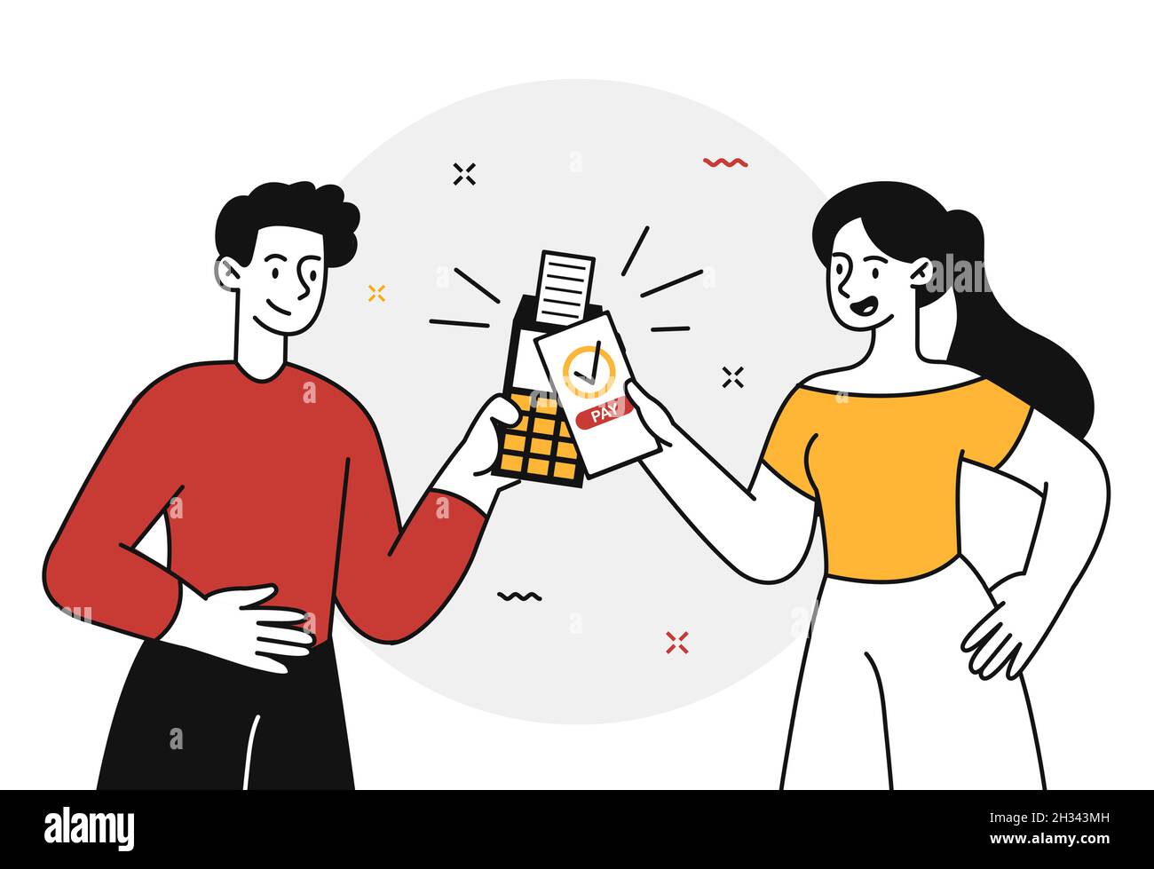 Mädchen zahlt für Einkäufe Stock Vektor