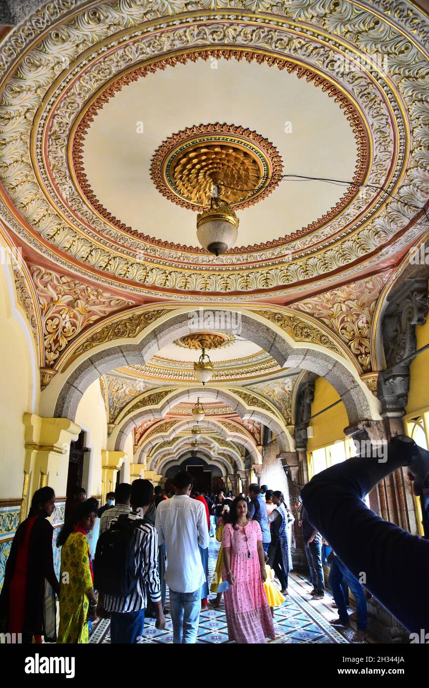 Innenraum des mysore Palastes, indien Stockfoto
