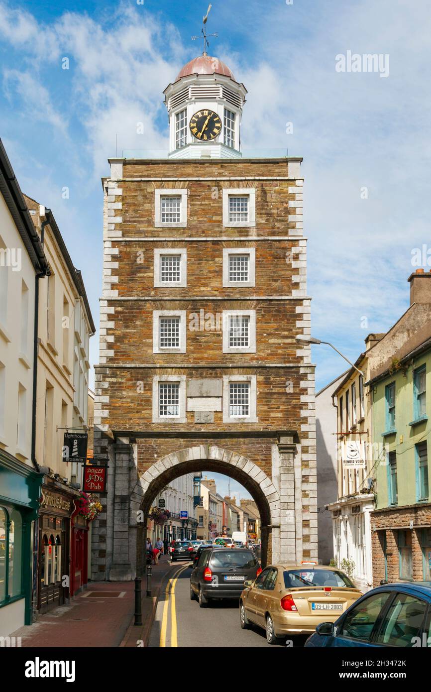 The Clock Gate Tower, Youghal, County Cork, Irland. Der Turm, ein Wahrzeichen der Stadt, stammt aus dem Jahr 1777 Stockfoto