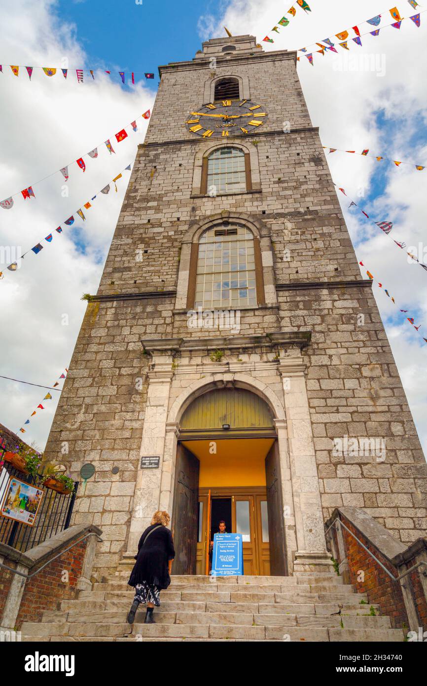 Cork, County Cork, Republik Irland. Irland. Uhrenturm der St. Anna-Kirche, in dem die Shandon-Glocken zu sehen sind. Stockfoto