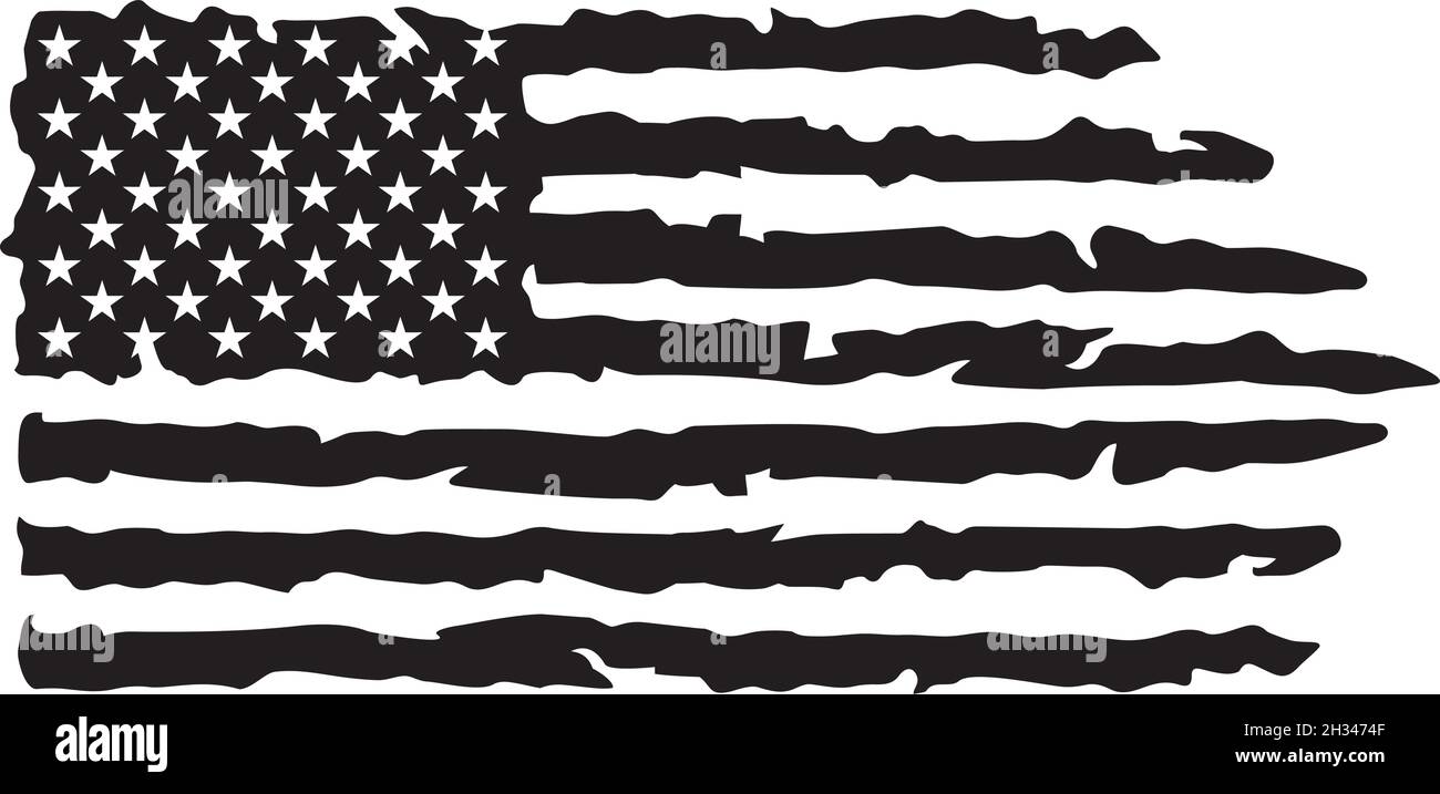 USA Grunge Flagge schwarz-weiß Vektorgrafik Stock Vektor