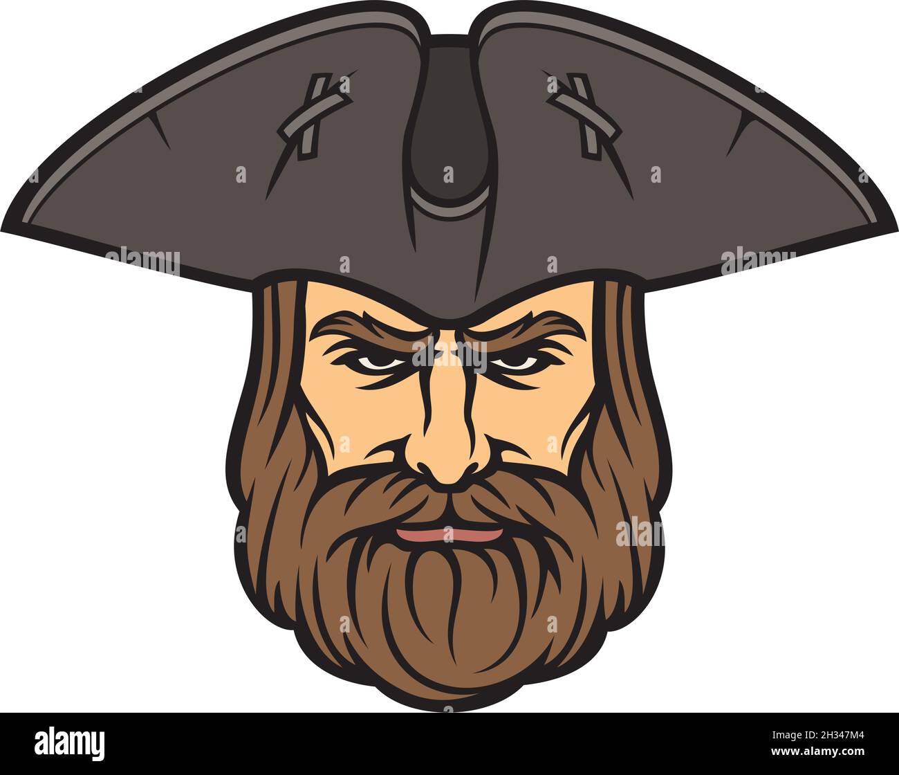 Piratenkopf mit Seemann Hut Vektor-Illustration Stock Vektor