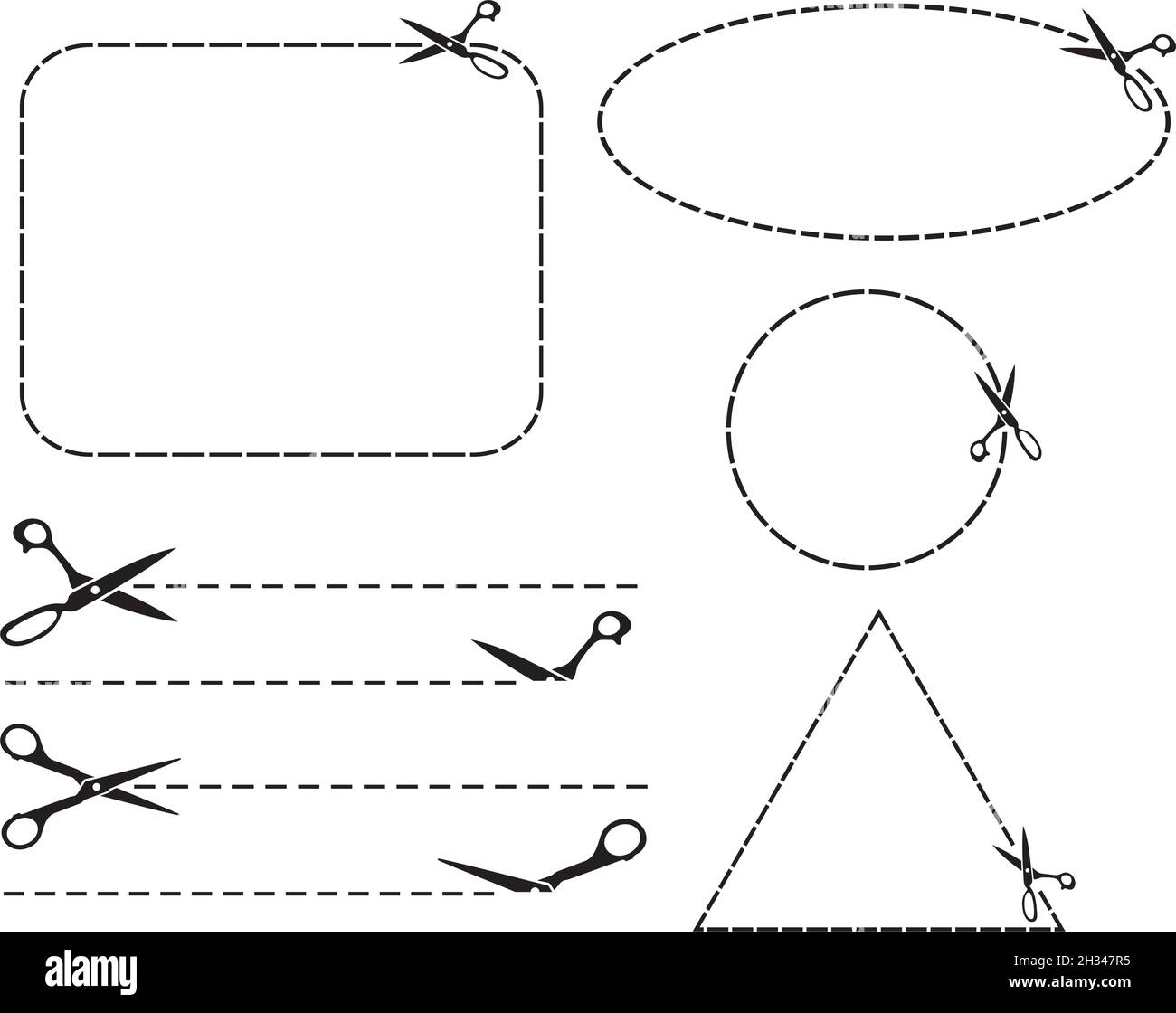 Vektordarstellung „Schere schneidet Linien“ Stock Vektor