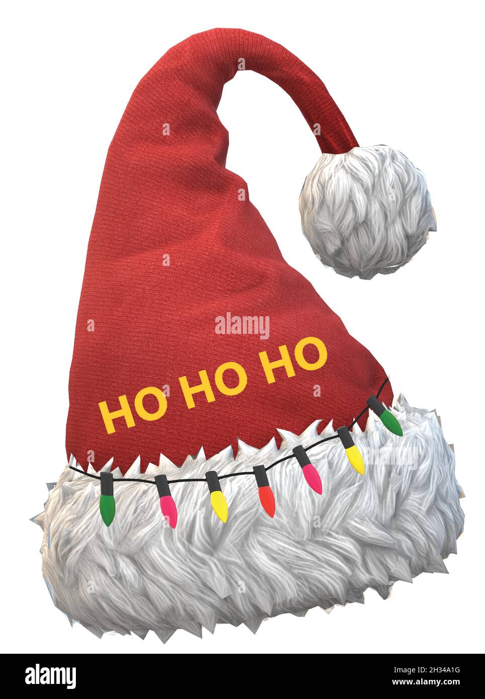 Ho Ho Ho Santa Red hat mit Weihnachtsbeleuchtung Stock Vektor