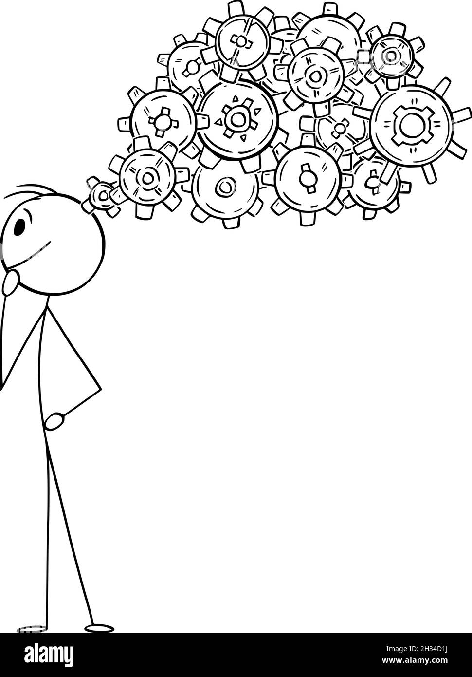 Person Denken, Konzept der Idee, Kreativität und Inspiration, Vektor Cartoon Stick Figur Illustration Stock Vektor