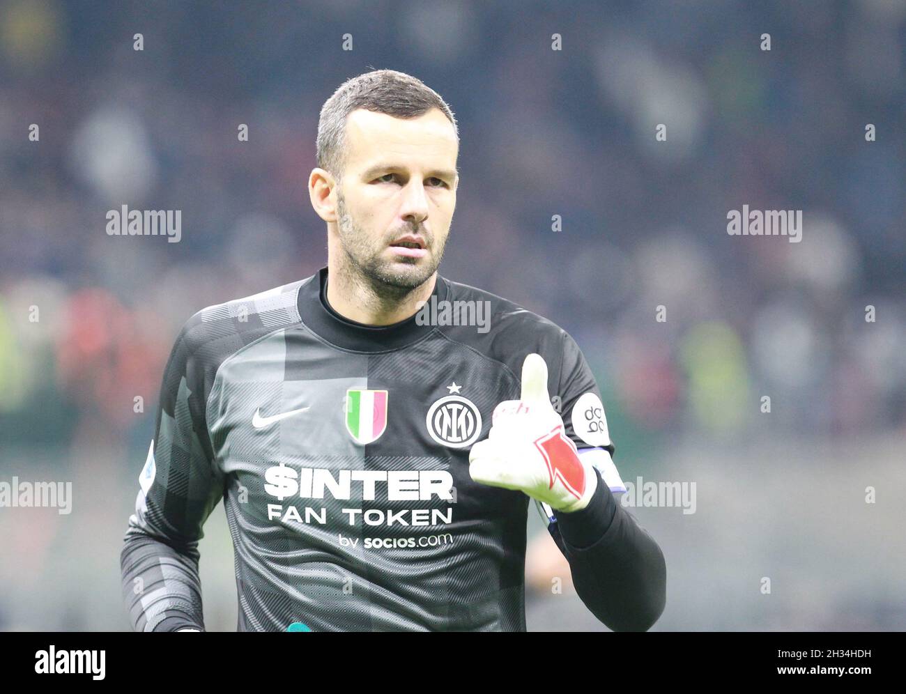 MAILAND ITALIEN- Oktober 24 Stadio G Meazza Samir Handavnovic in Aktion während der Serie Ein Spiel zwischen FC Inter und FC Juventus im Stadio G. Meazza am 24. Oktober 2021 in Mailand, Italien. Stockfoto
